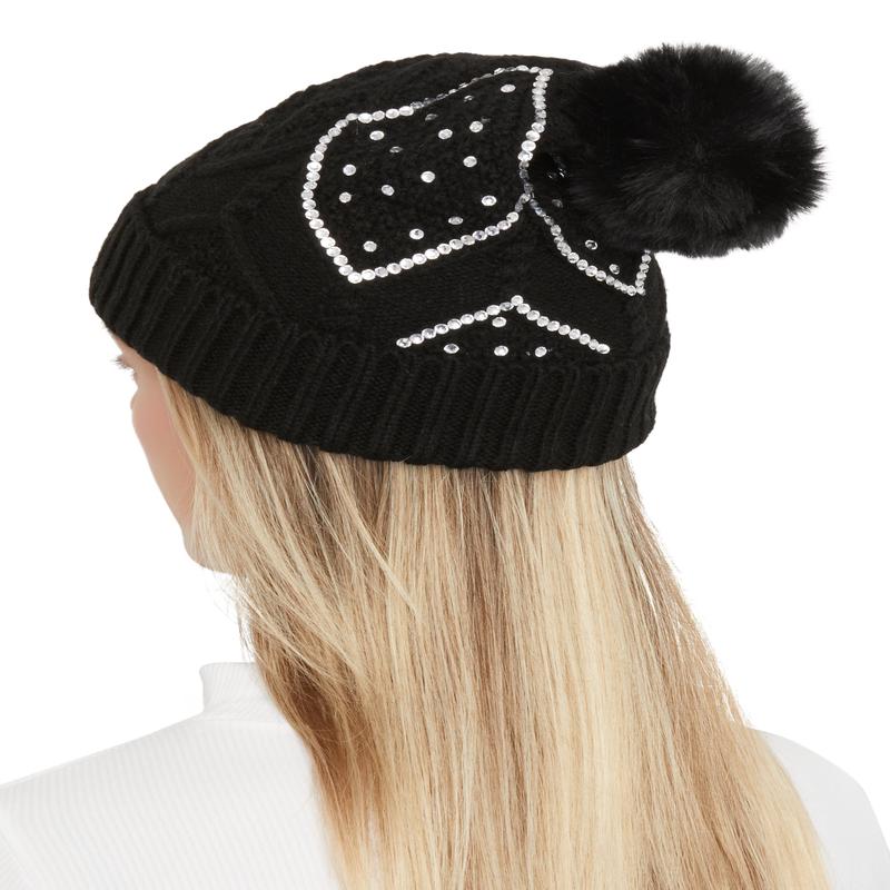 Rhinestone Pom Pom Beanie