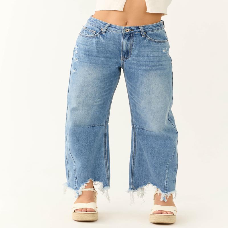 Special A Medium Wash High Rise Barrel Jeans
