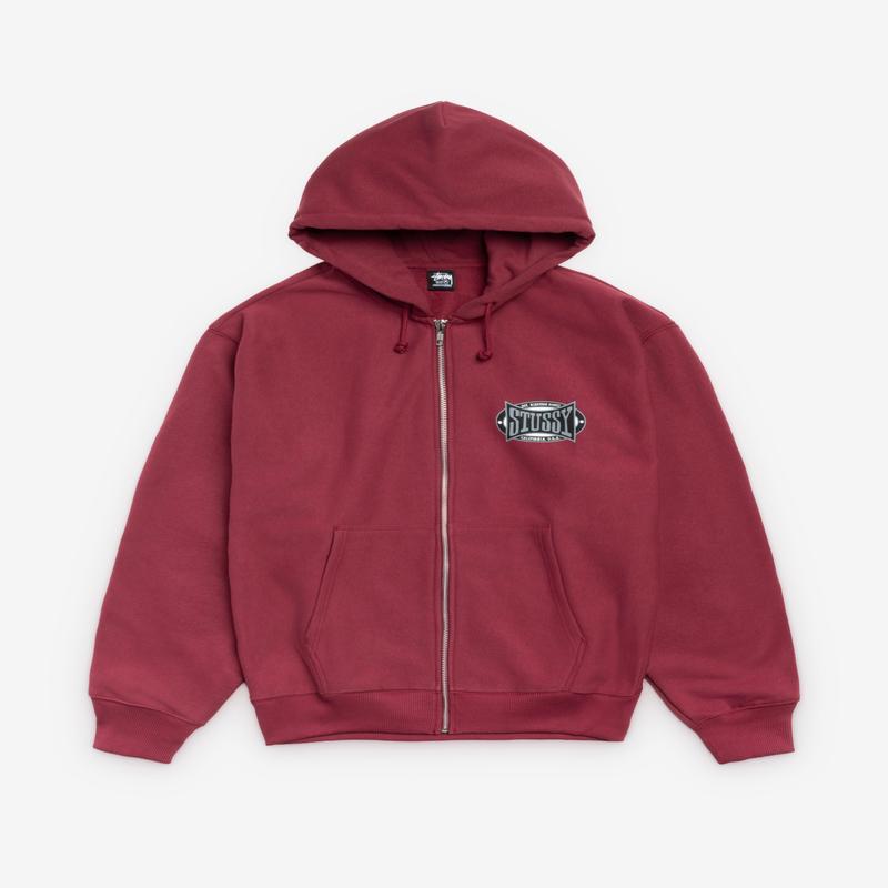 Stssy - Champion Oval Zip Hood - (Wine)