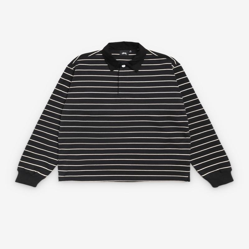 Stssy - Men's Striped Rugby - (Black)