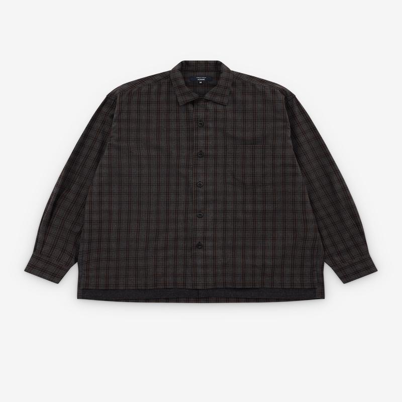 CDG Homme - Men's Step Hem Check Shirt - (Charcoal)