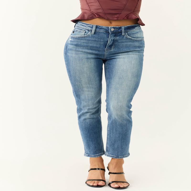 KanCan Medium Wash High Rise Slim Straight Jeans