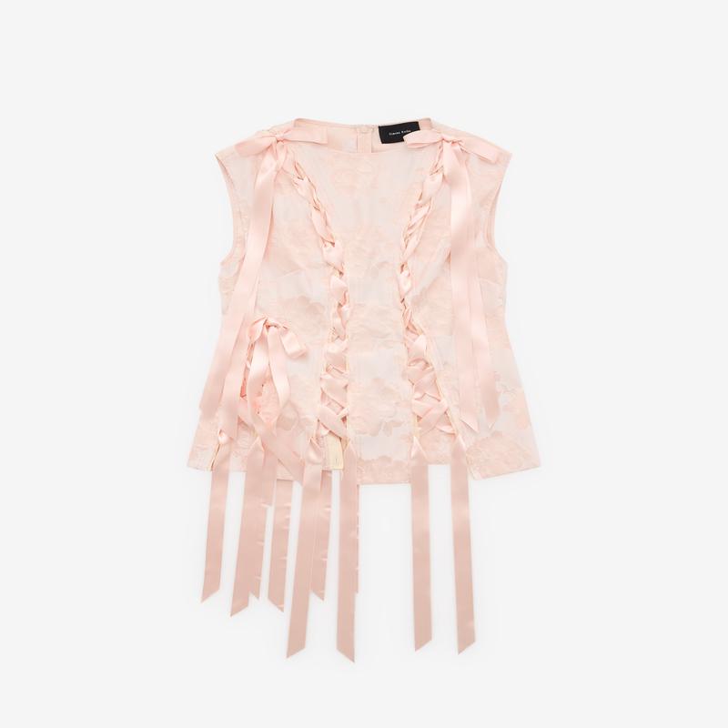 Simone Rocha - Womens Unraveling Ribbon Top - (Blush/Blush)