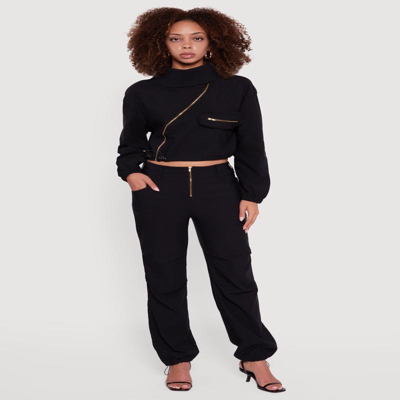 Asymmetrical Zip Front Utility Jacket