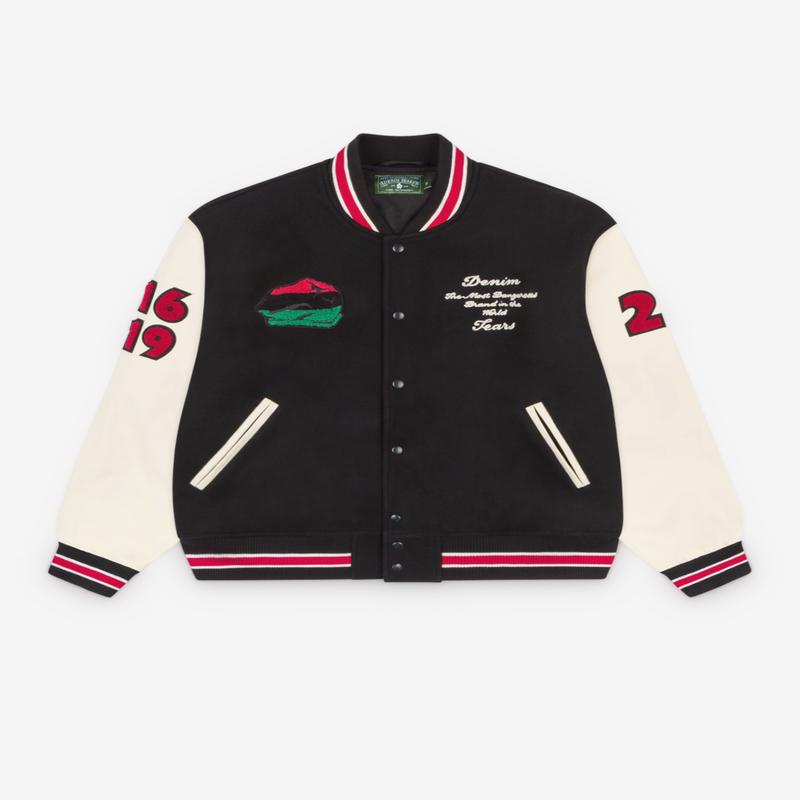 Denim Tears - Men's Peace Wreath Varsity Jacket - (Black/White)