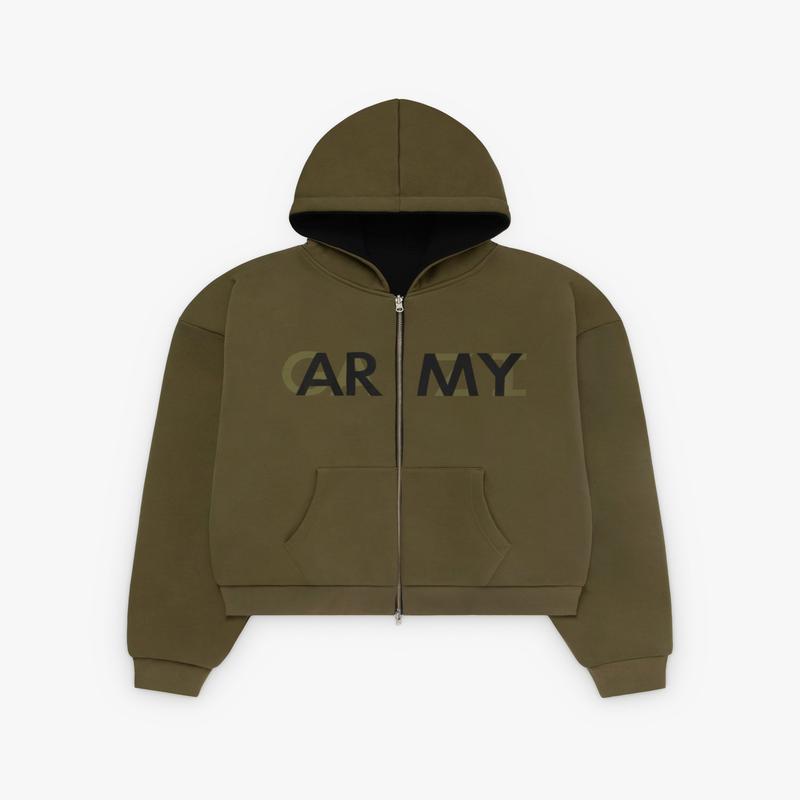 Fugazi - Men's Army Zip Hoodie - (Olive)