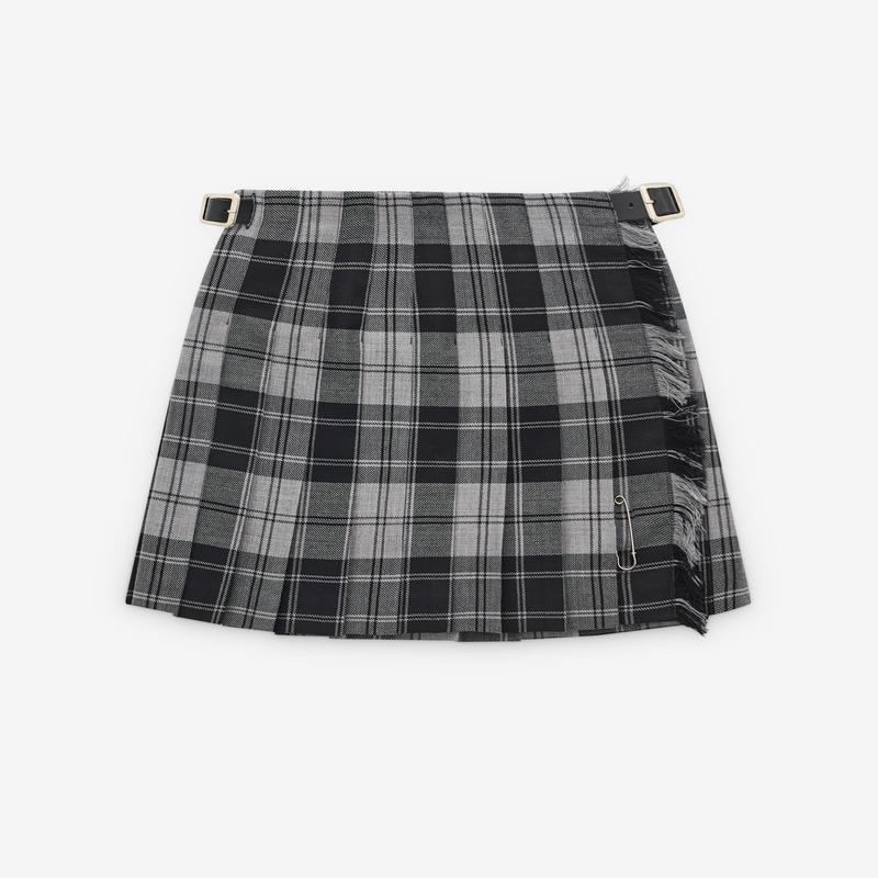 Le Kilt - Women's Pleats All Round Micro Mini Kilt - (Cunningham Charcoal)