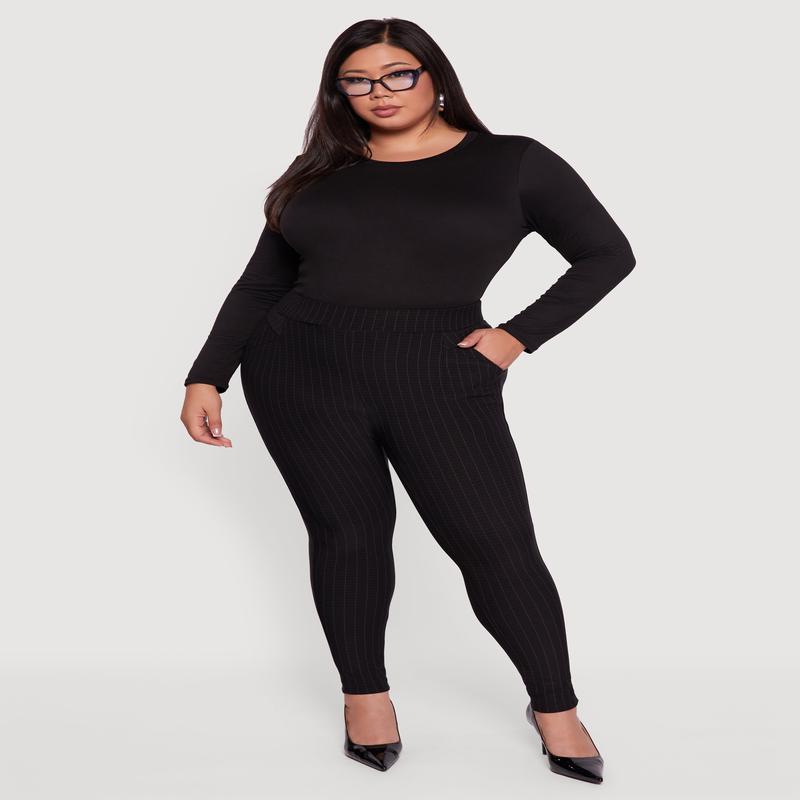 Plus Size High Waisted Windowpane Plaid Dress Pants