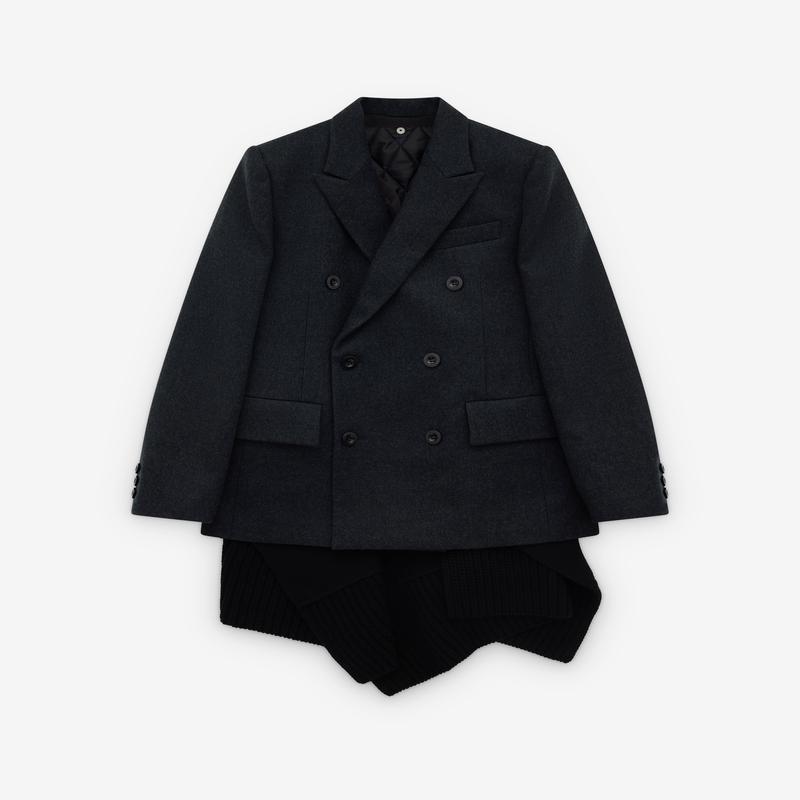 sacai - Women's Knitted Layered Blazer - (Charcoal)
