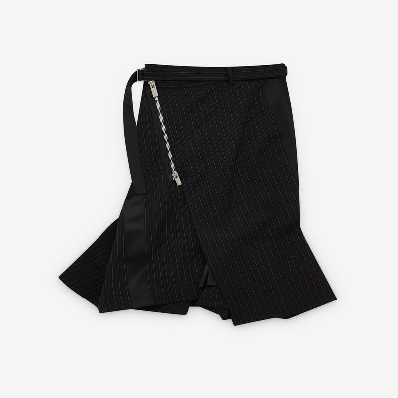 sacai - Women's Stripe Doeskin Skirt - (Black)