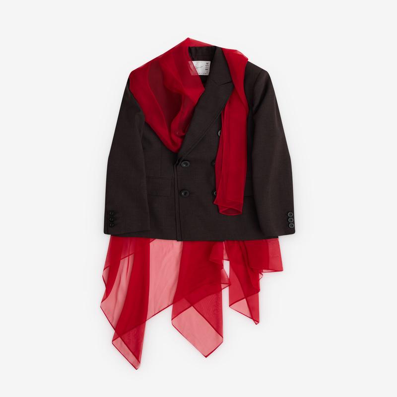 sacai - Women's Tulle Drape Blazer - (Burgundy/Red)