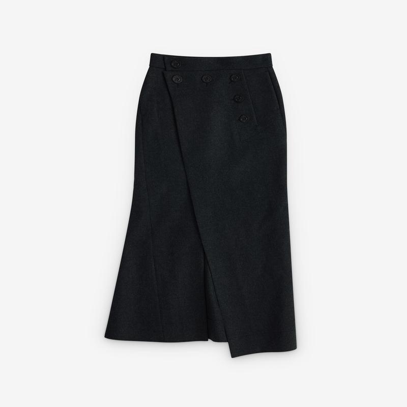 sacai - Women's Twist Seam Skirt - (Charcoal)