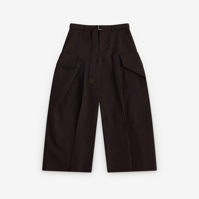 sacai - Women's Wide Leg Pleated Trousers - (Burgundy)