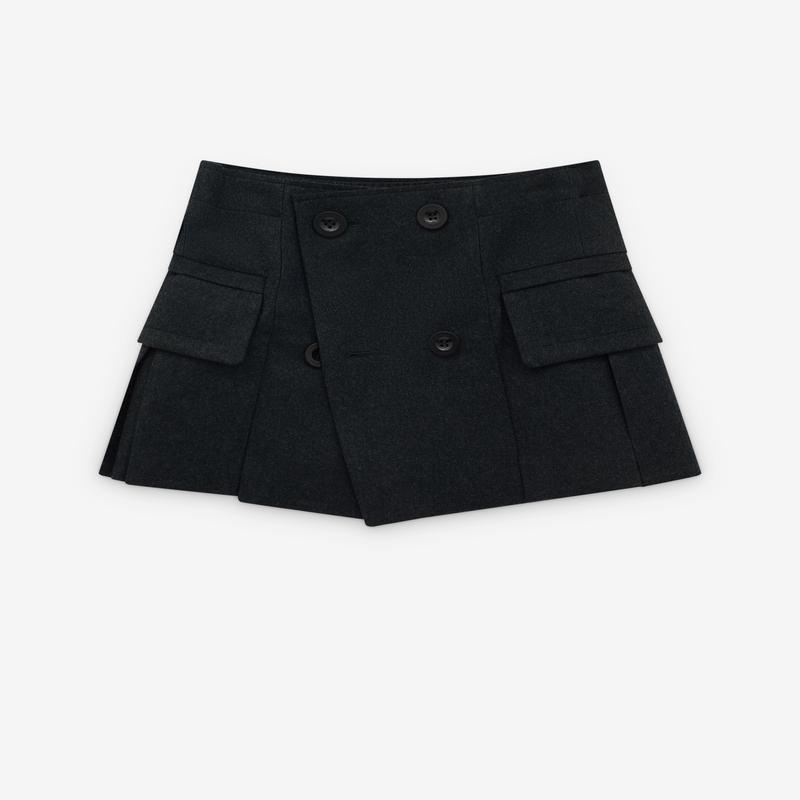 sacai - Women's Wool Pleated Shorts - (Charcoal)