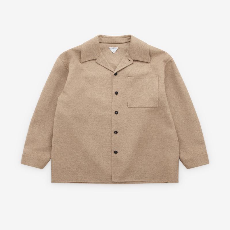 Bottega Veneta - Mens Wool And Cashmere Overshirt - (Sandshell Melange)