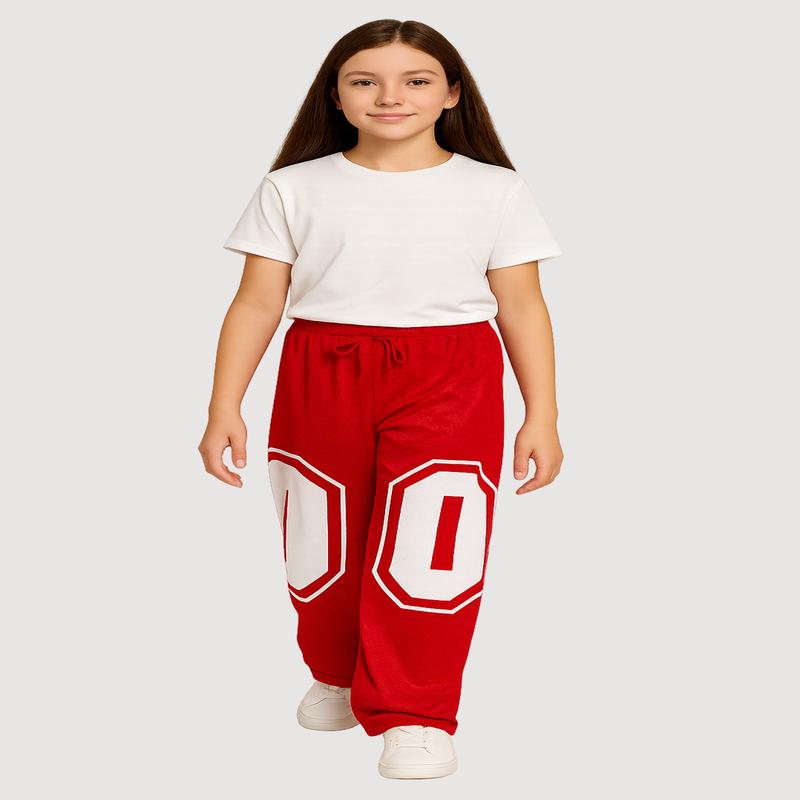 Girls Drawstring Waist Graphic Print Track Pants