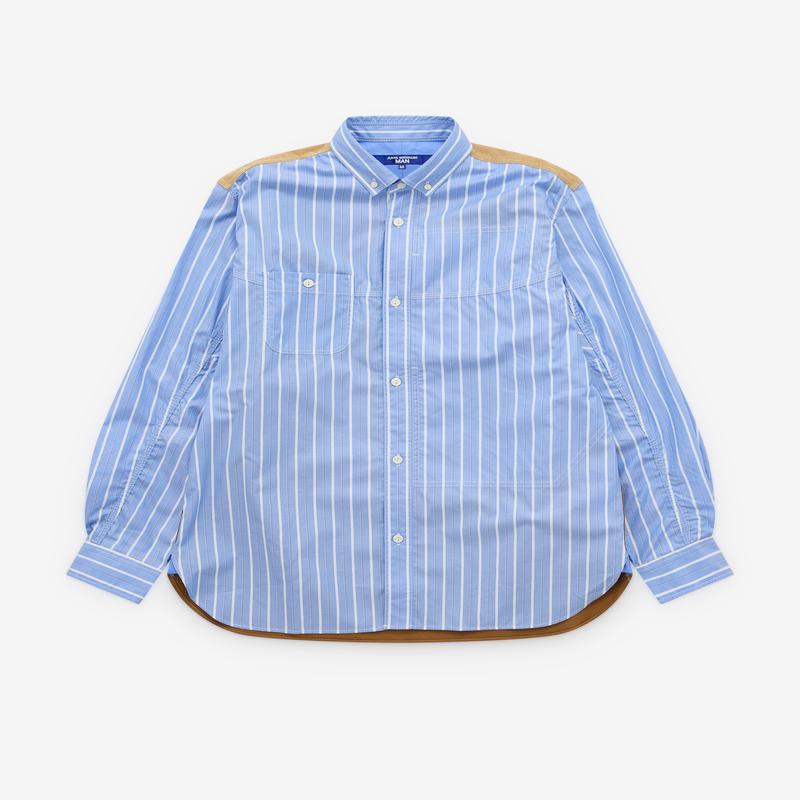 Junya Watanabe Man - Mens Striped and Canvas Shirt - (Blue/Beige)