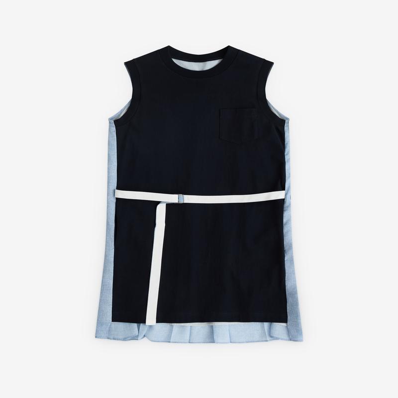 sacai - Womens Denim Cotton Jersey Dress - (Black/Denim)