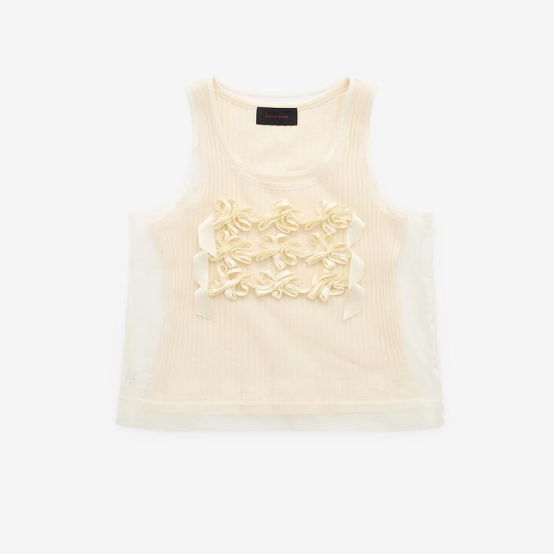 Simone Rocha - Mens Ribbon Daisy Chain Double Vest - (Ivory)