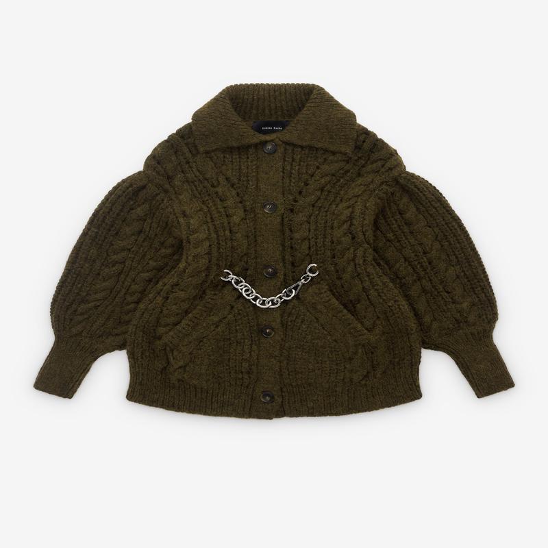 Simone Rocha - Womens Sculpted Chunky Knit Cardigan - (Olive)