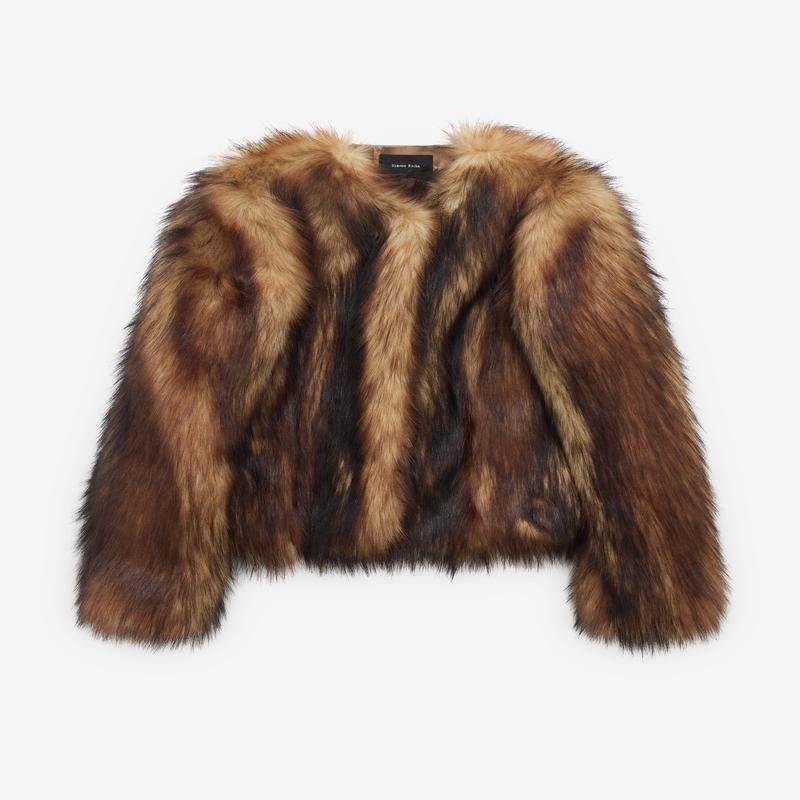 Simone Rocha - Womens Sculpted Faux Fur Fray Jacket - (Natural)