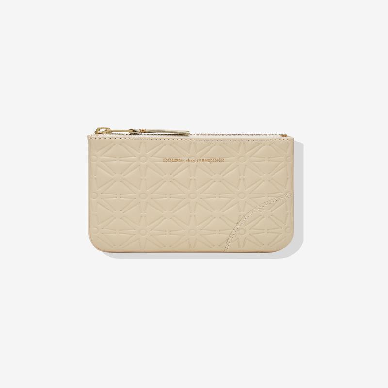 CDG Wallet - Classic Leather Embossed A Zip Pouch - (Off-White SA810EA)