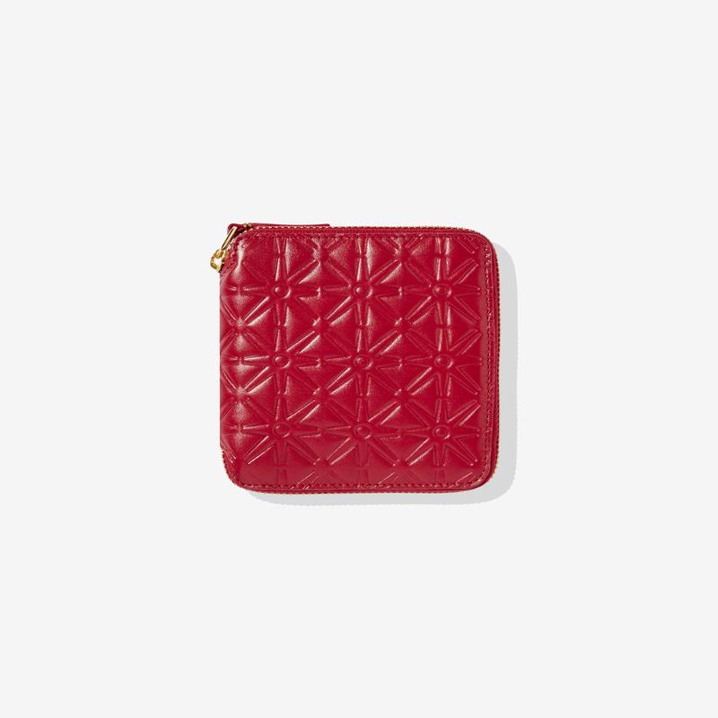 CDG Wallet - Colour Embossed A Full Zip Around Wallet - (Red SA210ECA)