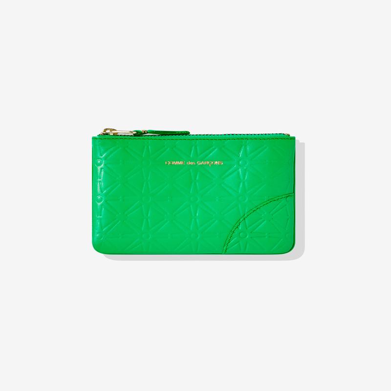 CDG Wallet - Colour Embossed A Zip Pouch - (Green SA810ECA)