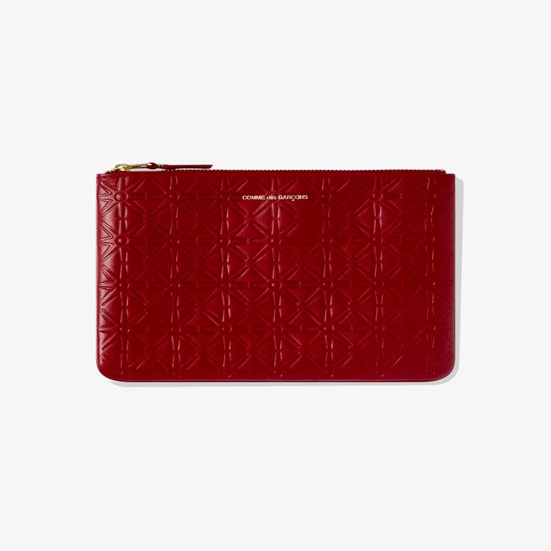 CDG Wallet - Colour Embossed A Zip Pouch - (Red SA510ECA)
