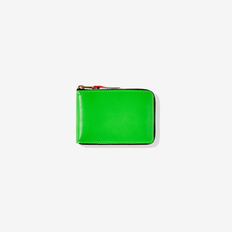 CDG Wallet - Super Fluo Full Zip Around Wallet - (Green SA7100SF)