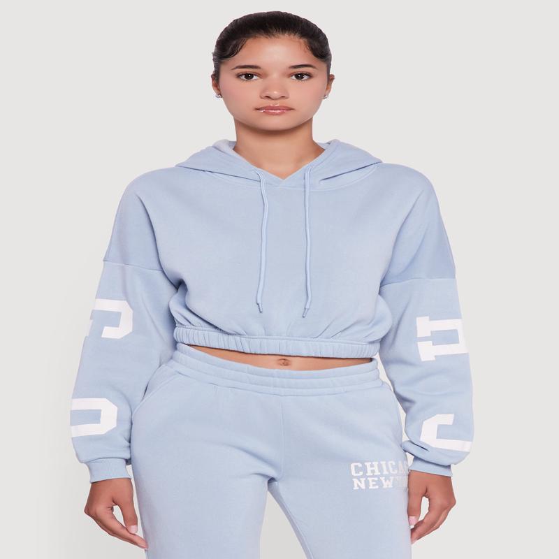 Chicago New York Cropped Pullover Hoodie
