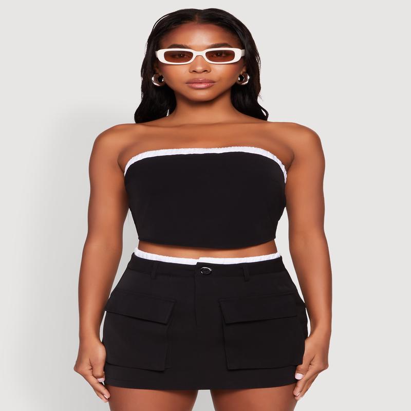 Contrast Trim Tube Top