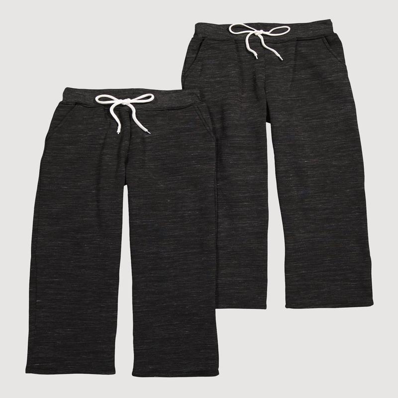Fleece Lined Marled Straight Leg Track Pants 2 Pack