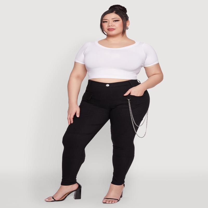 Plus Size Chain Detail Cargo Pants