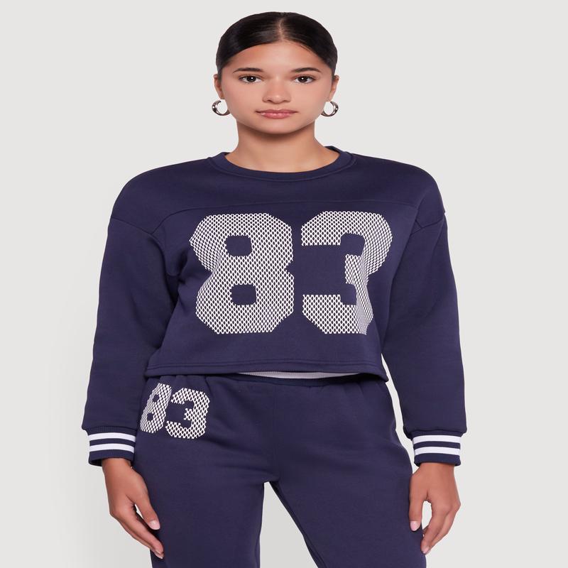 83 Graphic Long Sleeve Pullover Sweatshirt