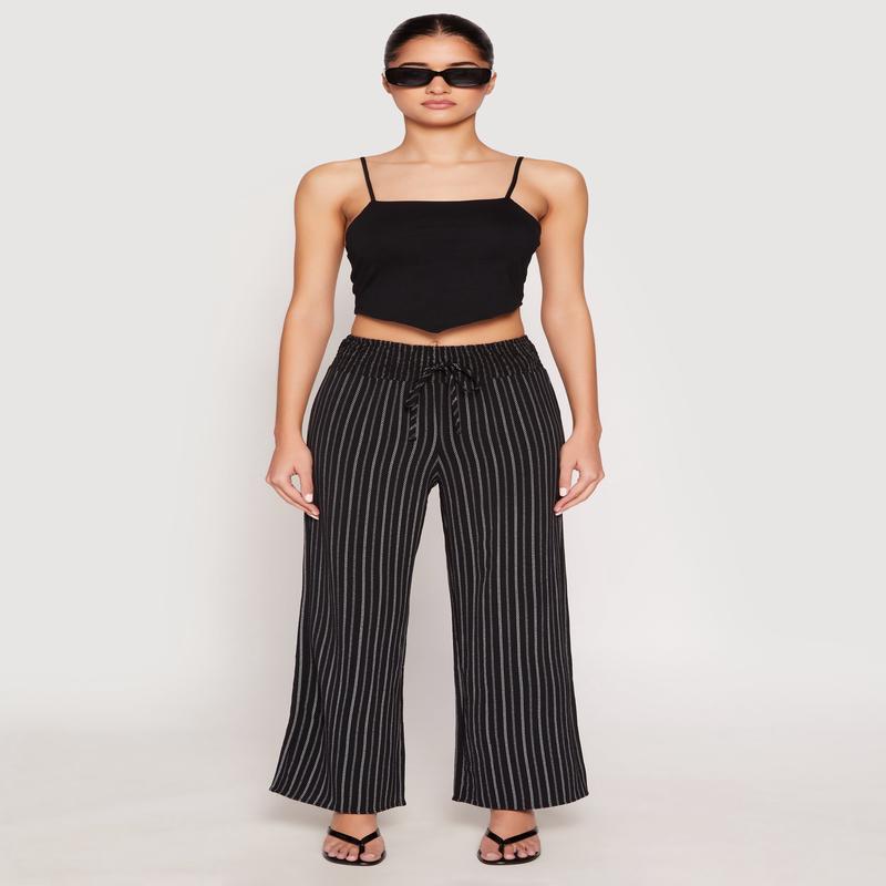 Airy Striped Wide Leg Pants