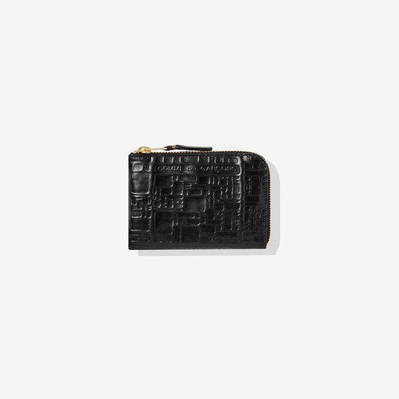 CDG Wallet - Embossed Logo Zip Around Wallet - (Black SA3100EL)