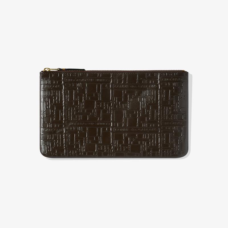 CDG Wallet - Embossed Logo Zip Pouch - (Brown SA5100EL)