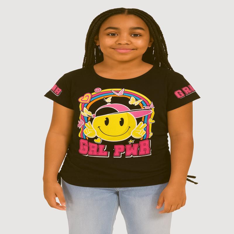 Girls Grl Pwr Ruched Side Graphic Tee