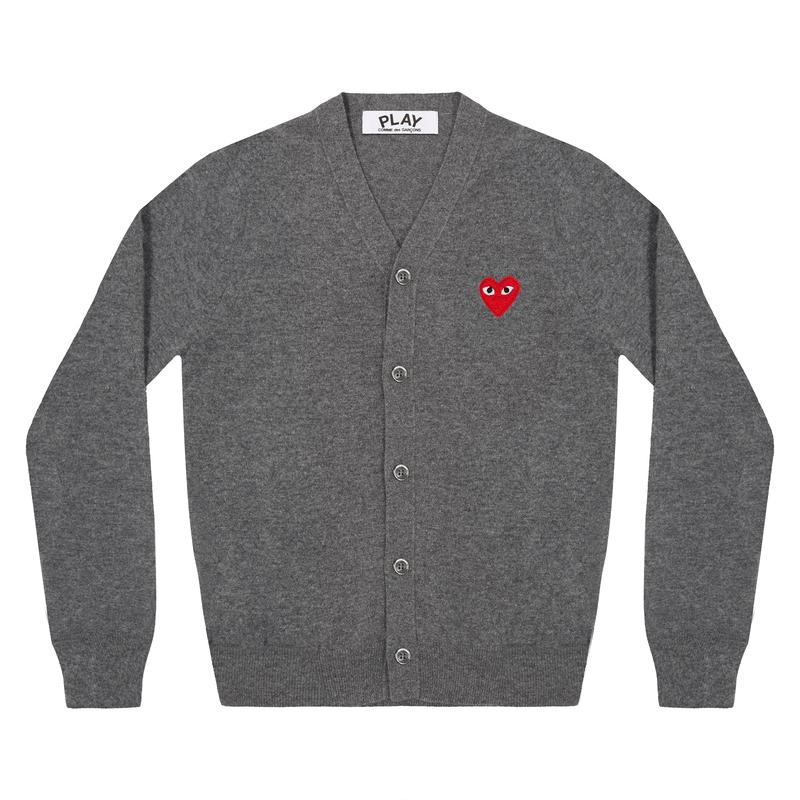 Play - Red Mens Cardigan - (Grey)