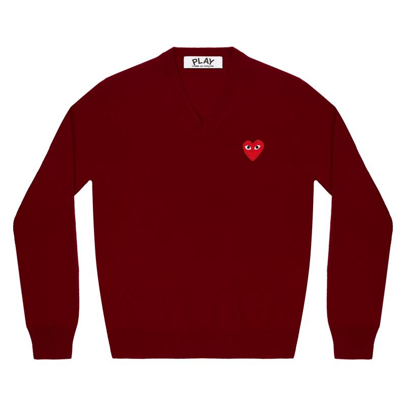 Play - Red V Neck Sweater - (Burgundy)
