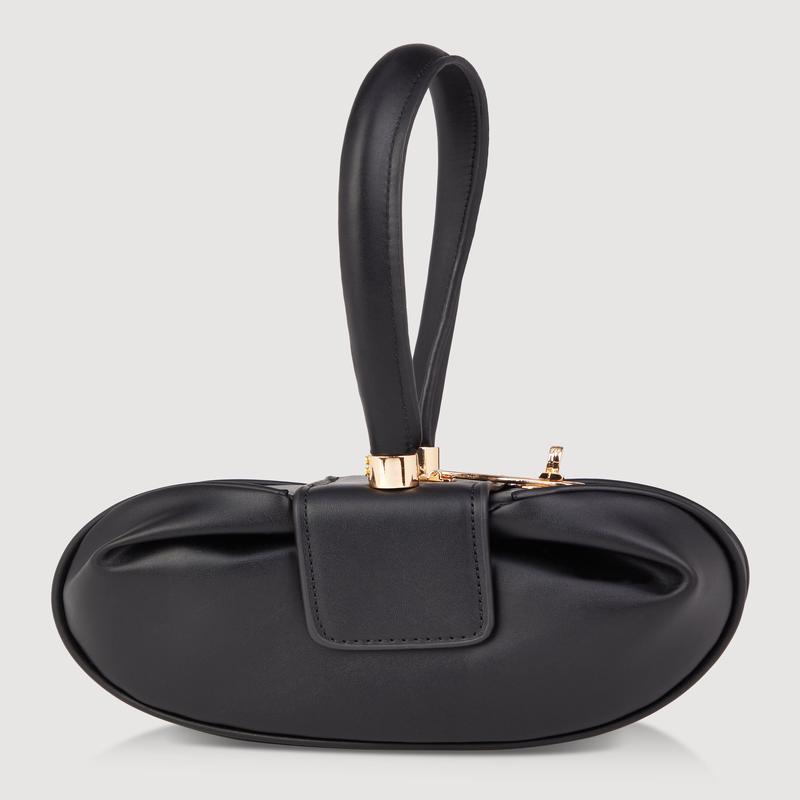 Sleek Metallic Detail Faux Leather Wristlet Handbag