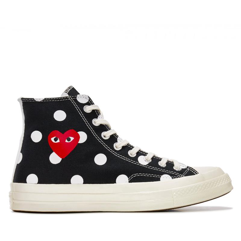 Play Converse - Polka Dot Red Heart Chuck Taylor All Star 70 High Sneakers - (Black)