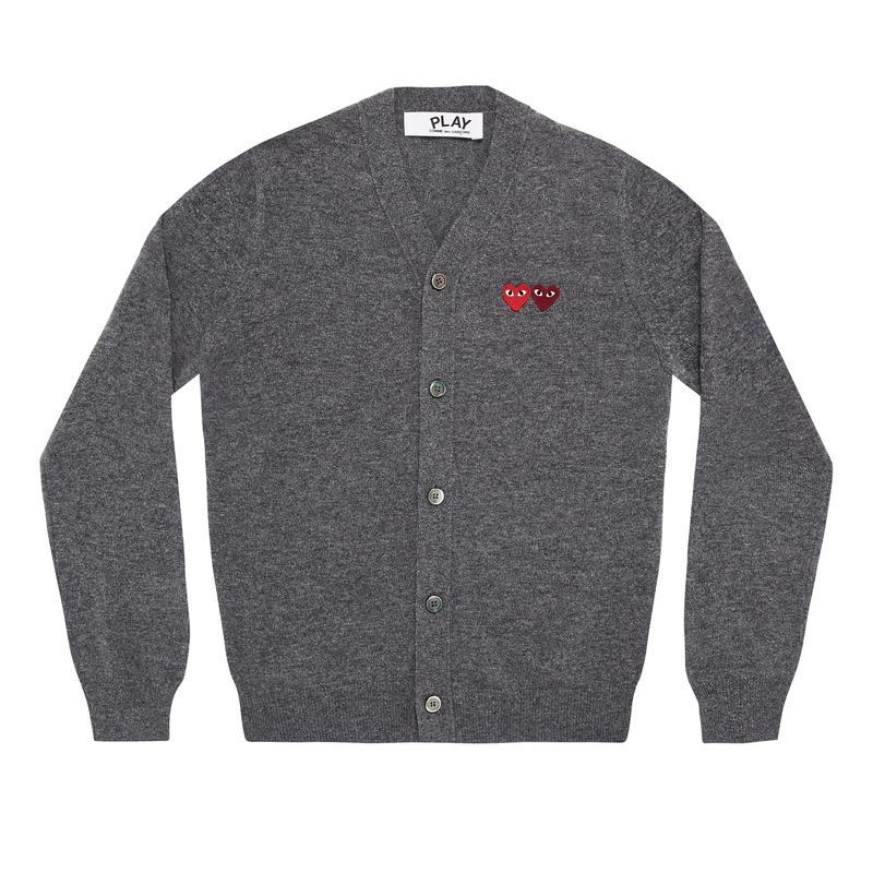Play - Double Heart Mens Cardigan - (Grey)