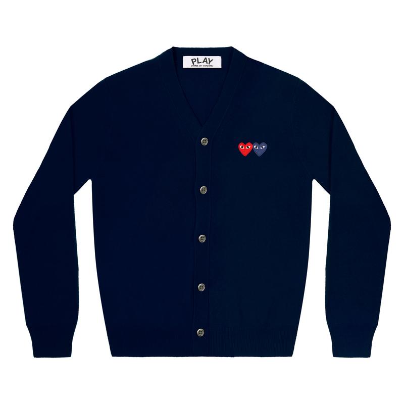 Play - Double Heart Mens Cardigan - (Navy)