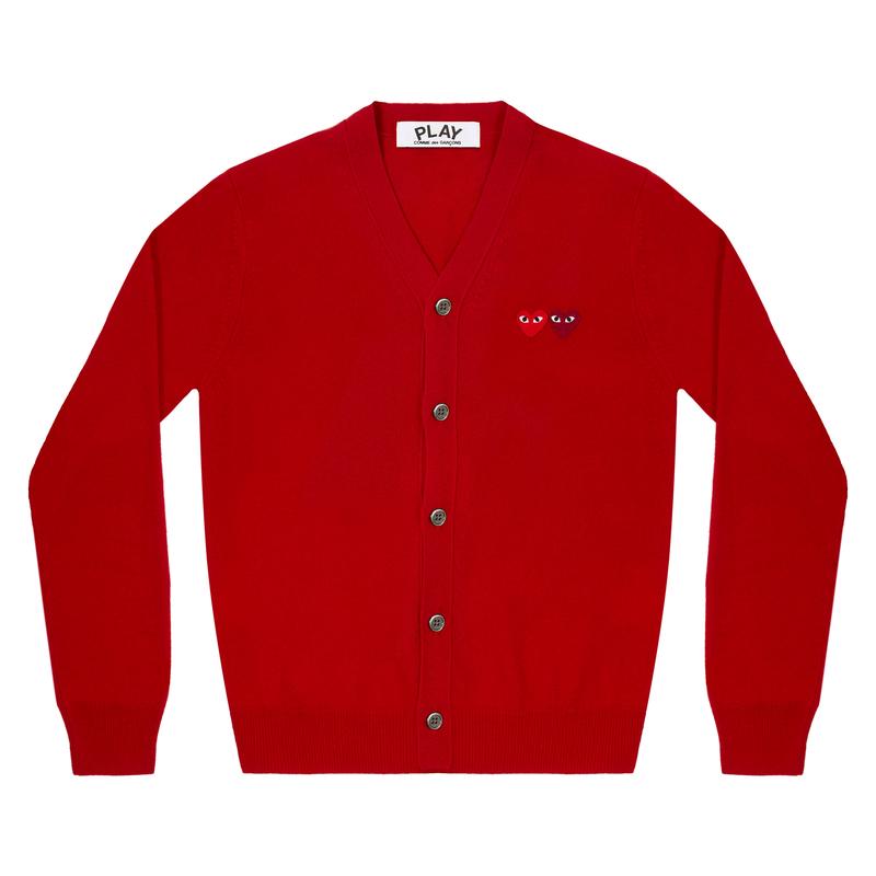 Play - Double Heart Mens Cardigan - (Red)