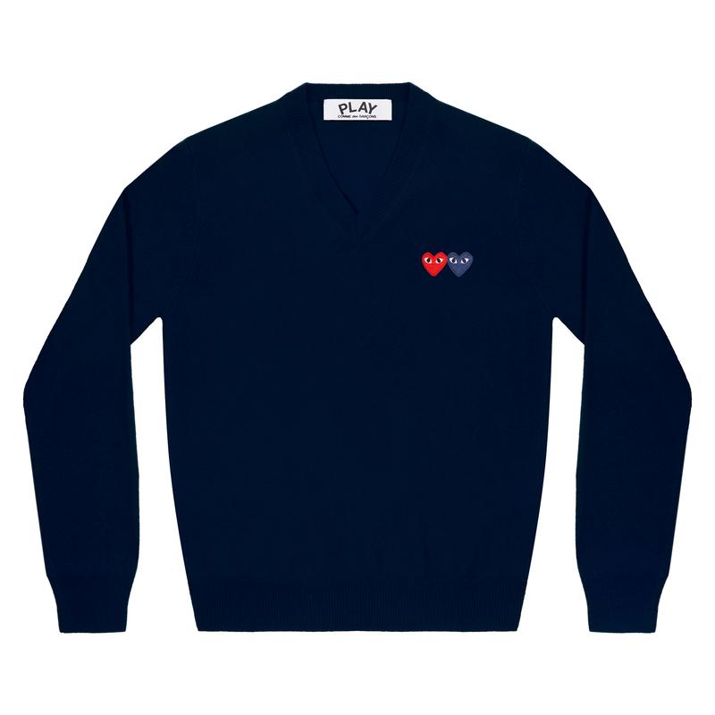 Play - Double Heart Sweater - (Navy)