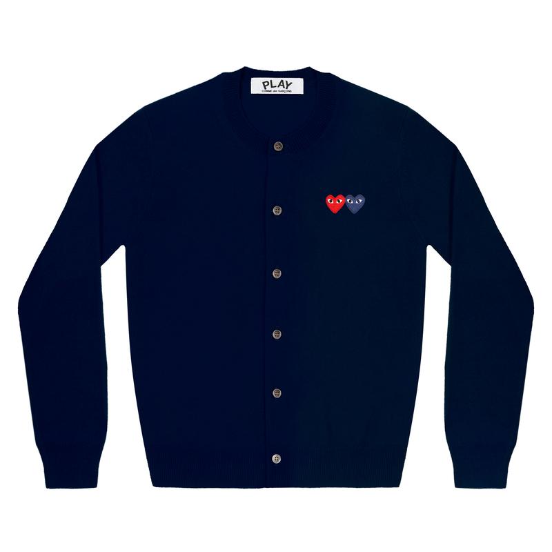 Play - Double Heart Womens Cardigan - (Navy)