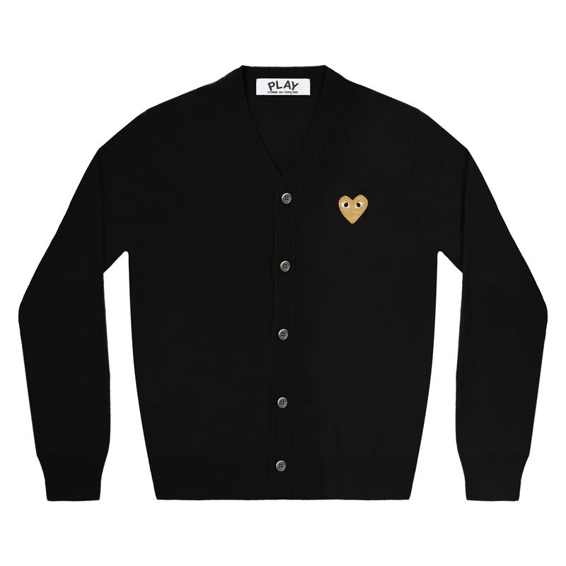 Play - Gold Heart Mens Cardigan - (Black)