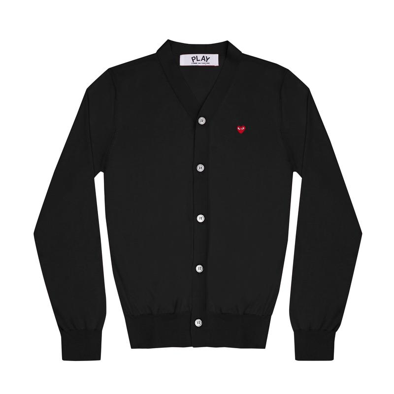 Play - Little Red Heart Mens Cotton Cardigan - (Black)